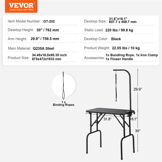 SucceBuy Pet Grooming Table Foldable Arms Clamp Dog Stand