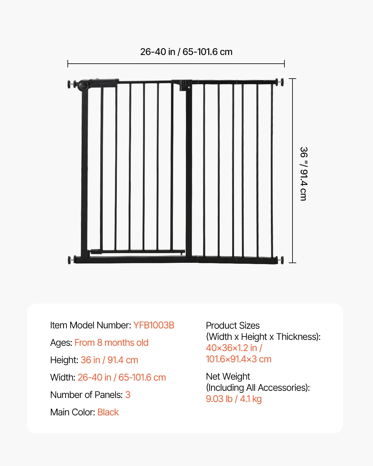 SucceBuy Baby Gate Walk Thru Pressure Mount For Doorways