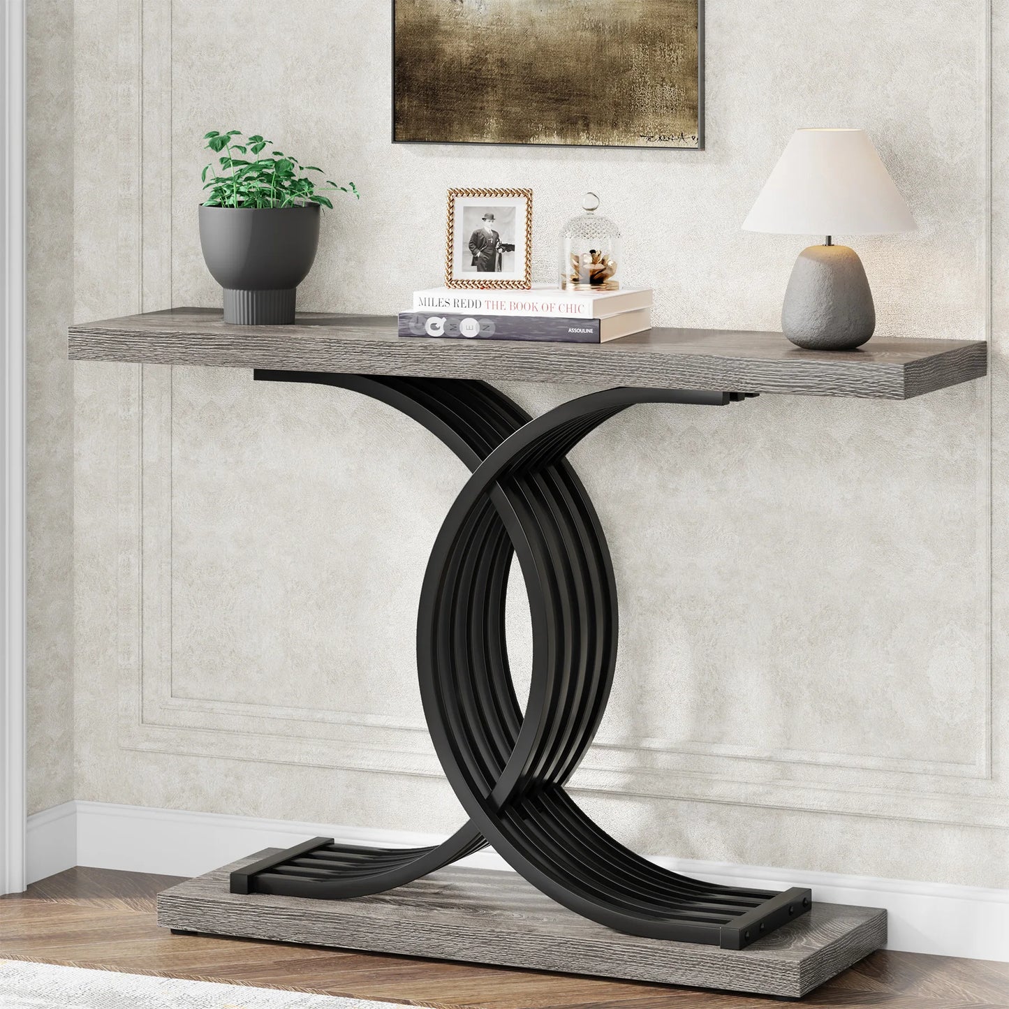 Tribesigns Entryway Table Modern Console Geometric Legs