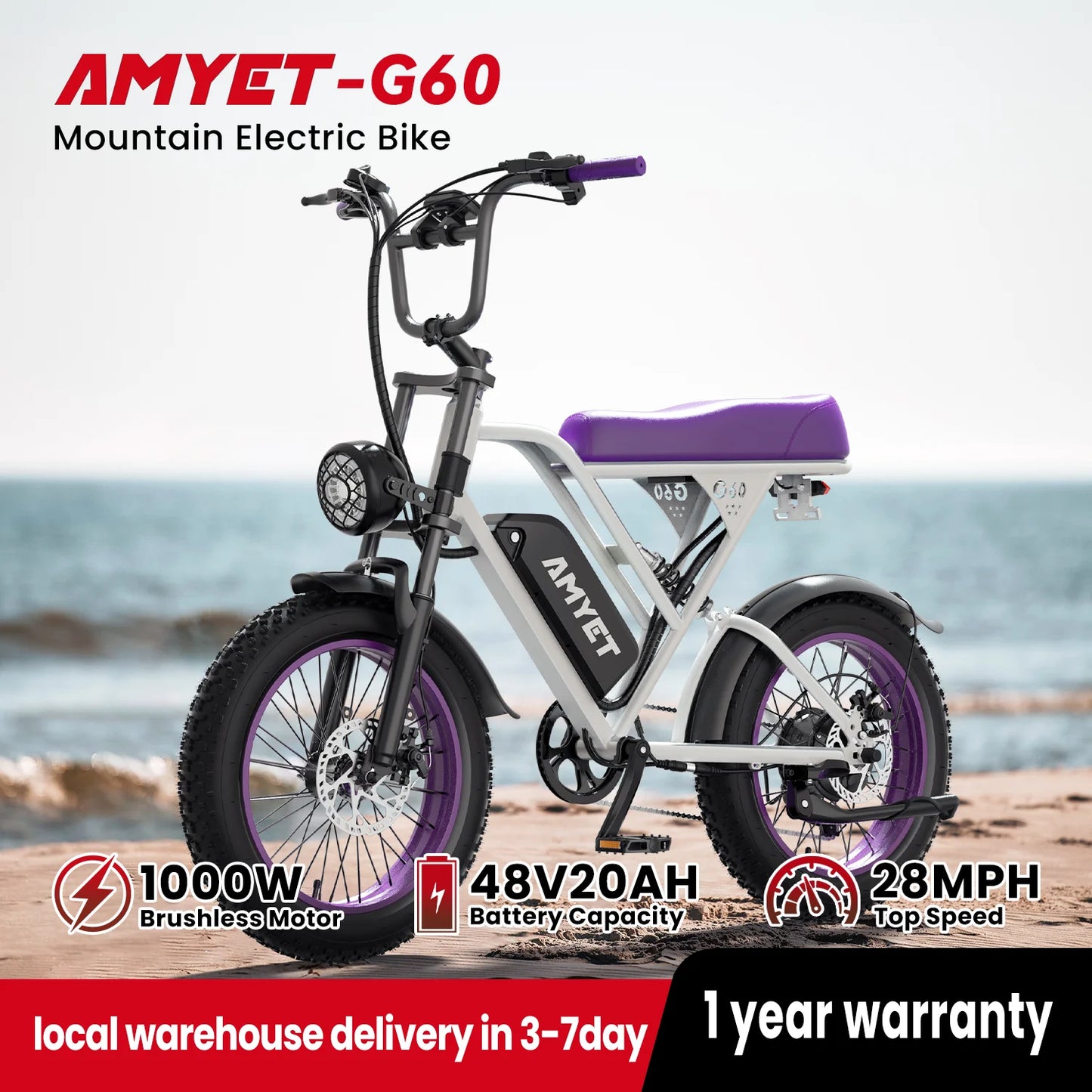 AMYET V9 G60 1000W Electric Mountain Bike 48V Ebike