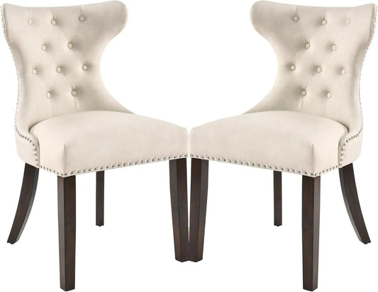 GUANGBAI Set Of 2 Upholstered Faux Leather Dining Chairs