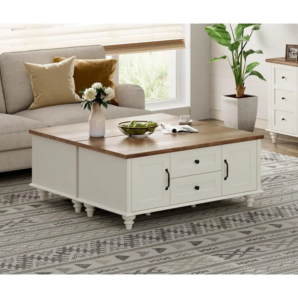 Guangbai Coffee Table Set of 2 With Storage Wood Living Room