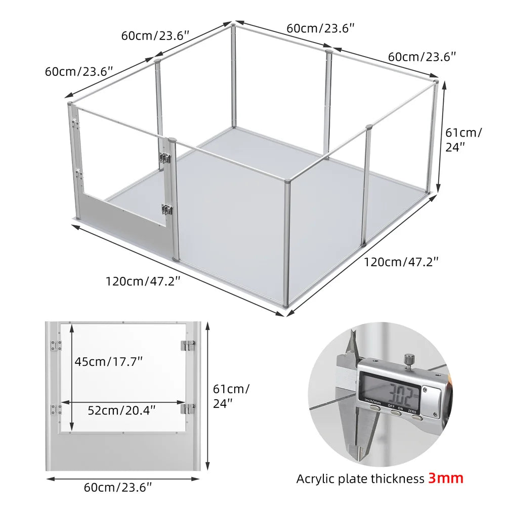 BORWARTH Dog Playpen Acrylic Enclosure Fence Cage for Pets