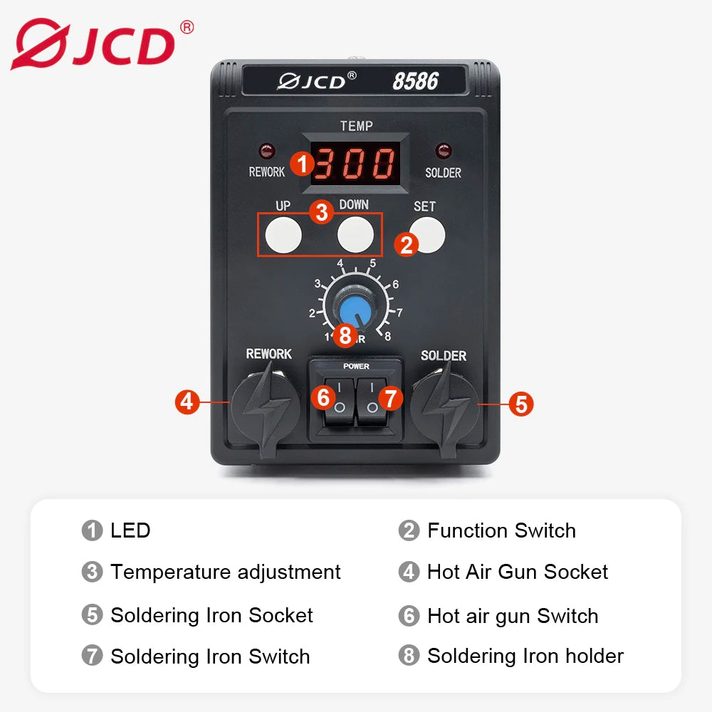 JCD 2 In 1 Soldering Station 8586 LCD Display Rework