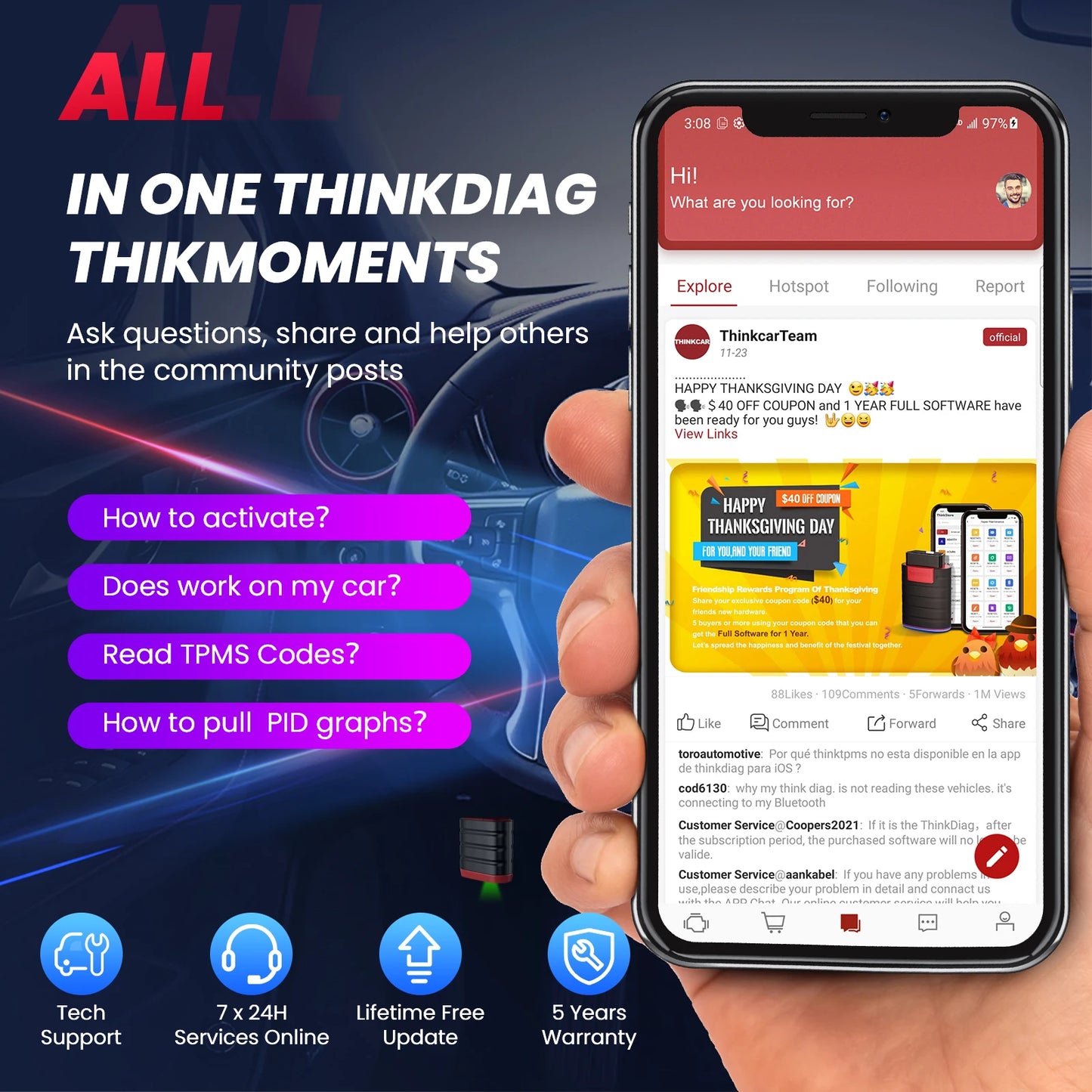 Thinkcar Thinkdiag Mini OBD2 Scanner System Diagnostics