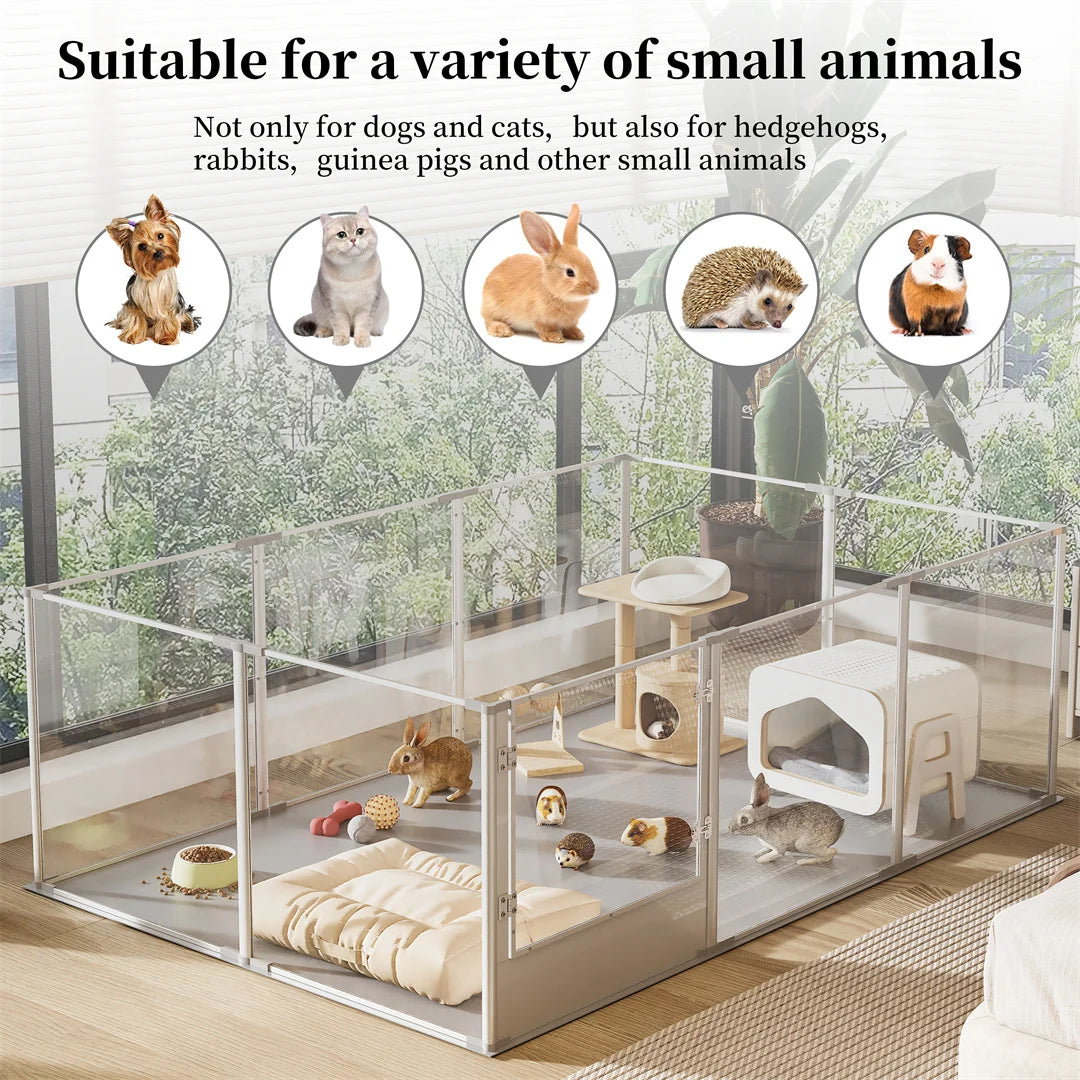 BINGOPAW Whelping Playpen Clear Acrylic Dog Pen With Pad