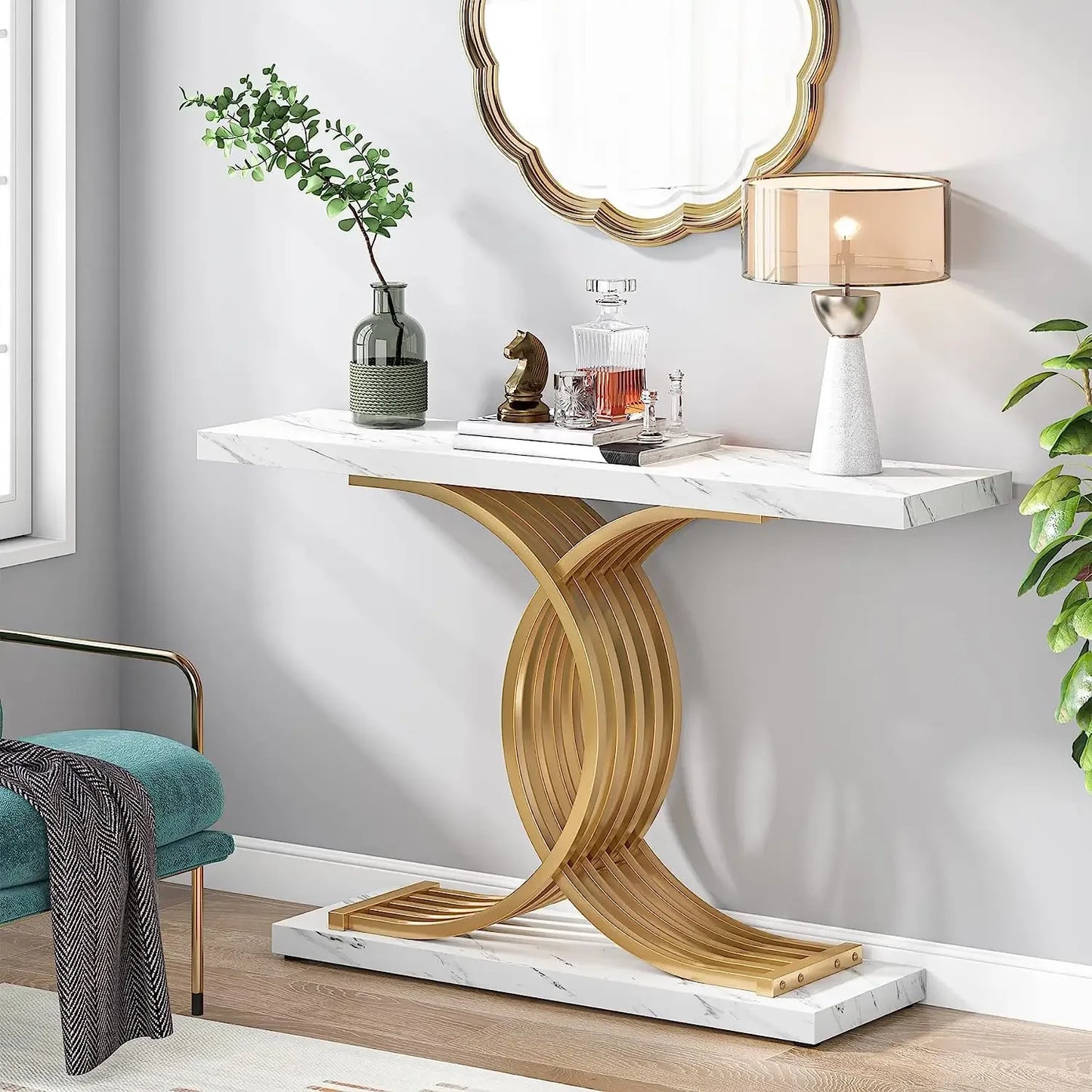 Tribesigns Entryway Table Modern Console Geometric Legs