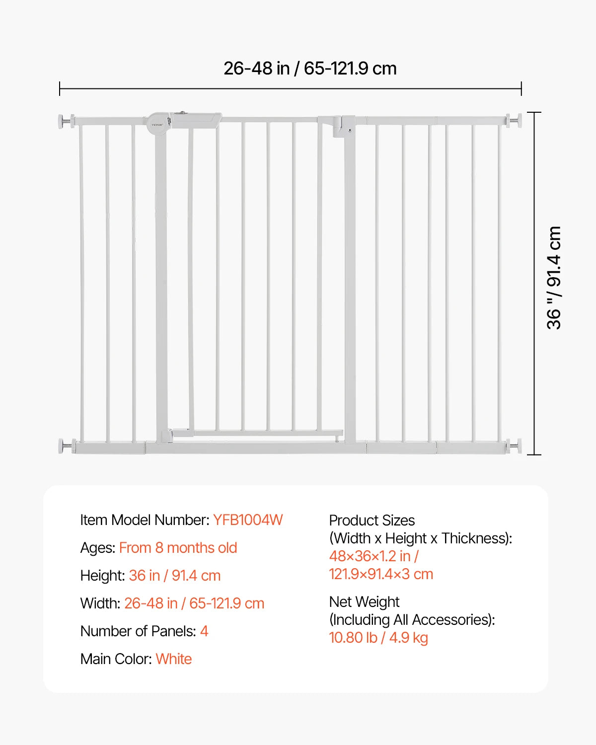 SucceBuy Baby Gate Pressure Mount Walk Through For Kids