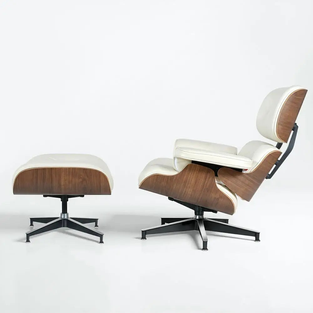 Cover Mid Century Leather Armchair Lounge Chair Ottoman
