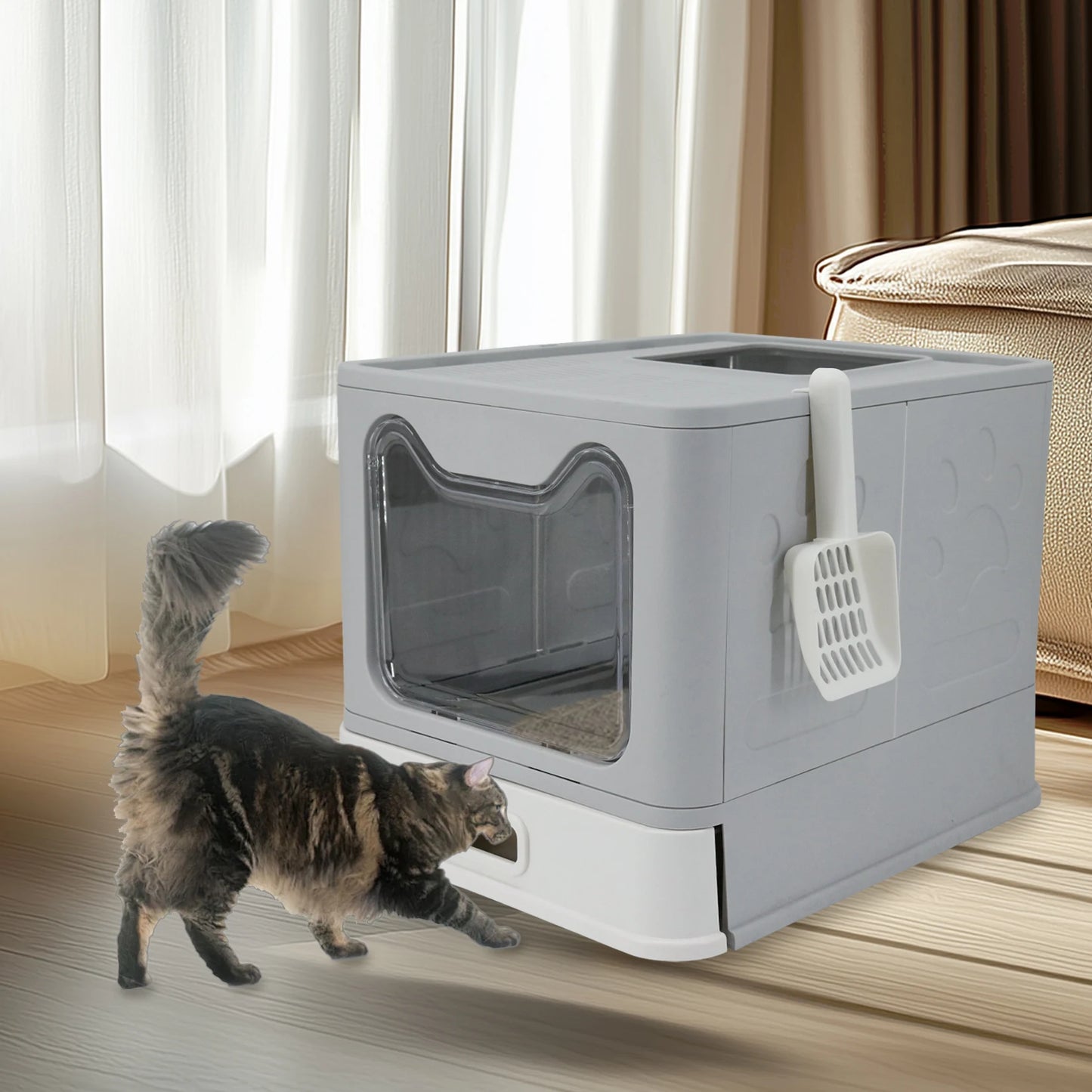 Bingopaw Stainless Steel Cat Litter Box With Lid Kittens