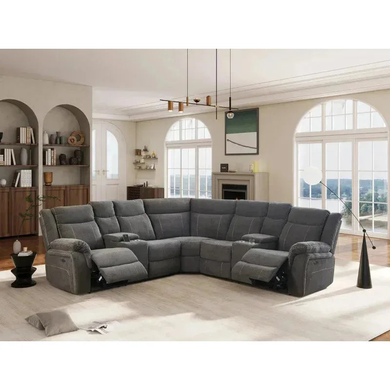 YUJINGXI RPD4 Reclining Sectional Sofa With USB Port