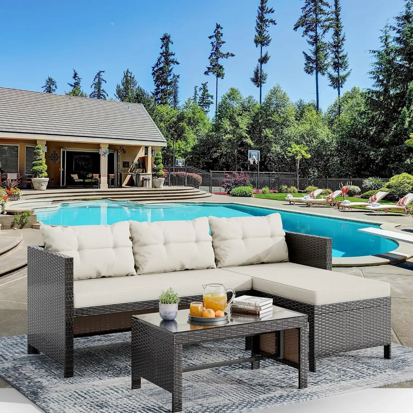 ANGDUO Outdoor Patio Furniture Set Cushions Included