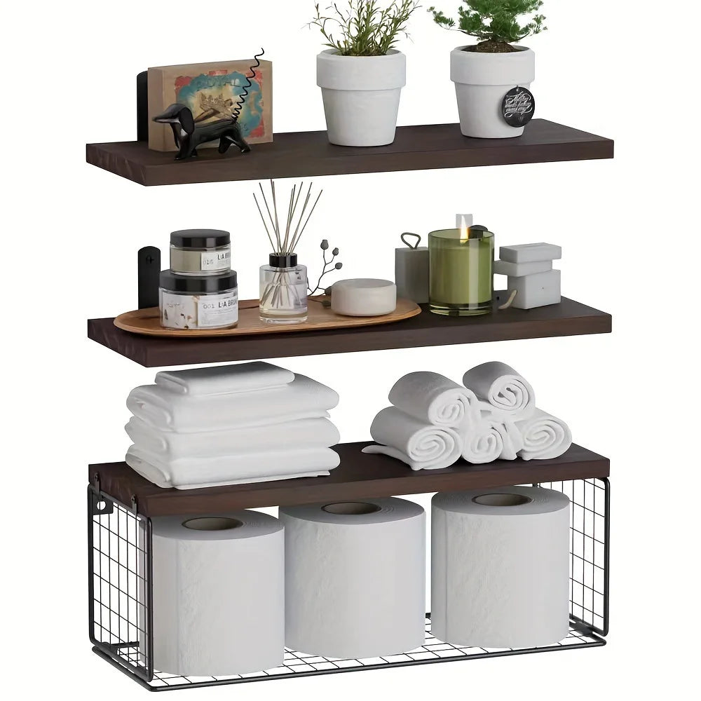 Hign-concerned Triple Tier Wall Mounted Floating Shelves
