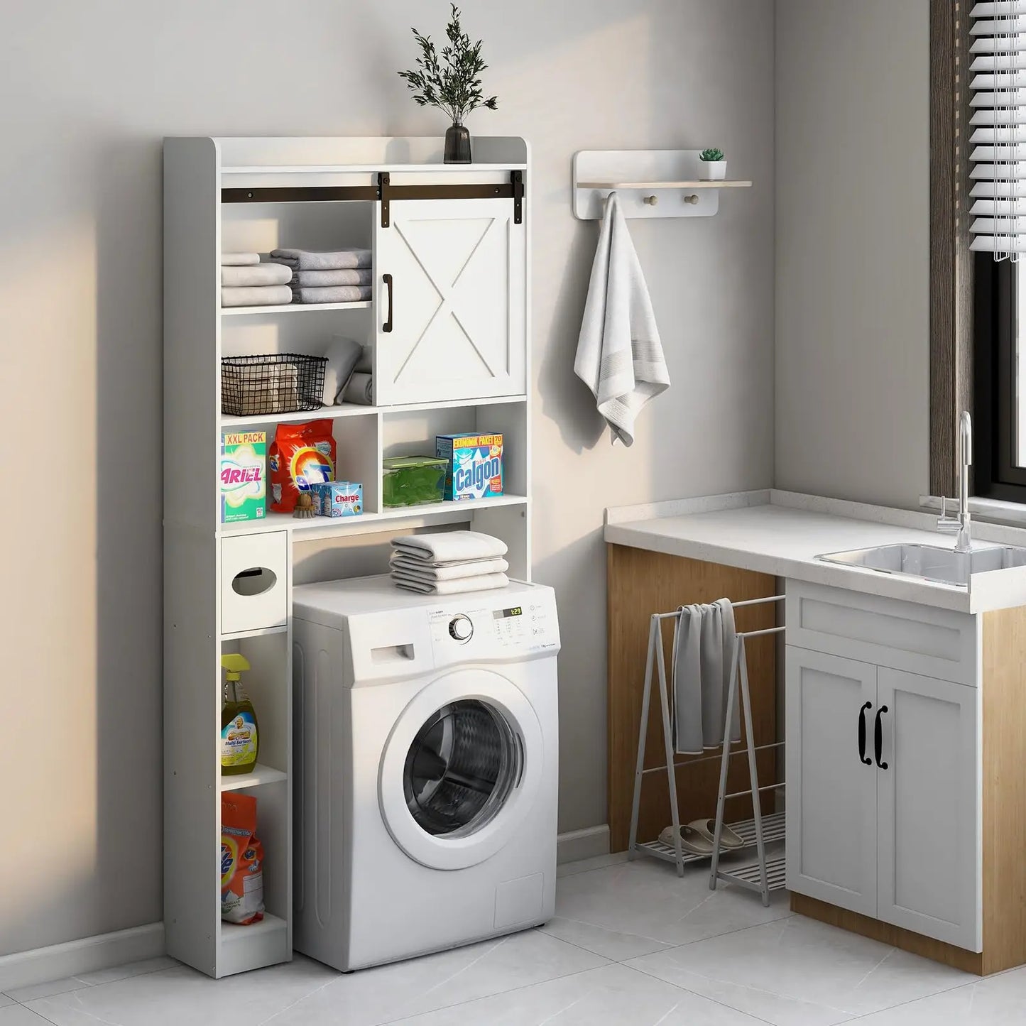 Vabches Over Toilet Storage Cabinet With Sliding Door