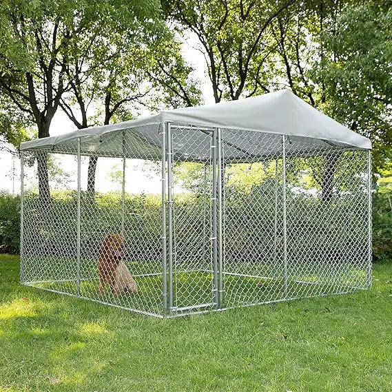 Everyday EssentialsOnline Heavy Duty Dog Kennel Galvanized