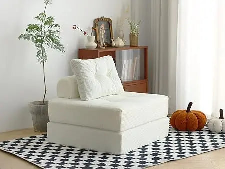 Convertible Sofa Bed with Foam Cushions, Armless Sleeper Couch for Living & Bedroom, Space-Saving Furniture