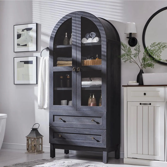 ANGDUO Arched Bathroom Cabinet 4 Tier Storage With Drawers