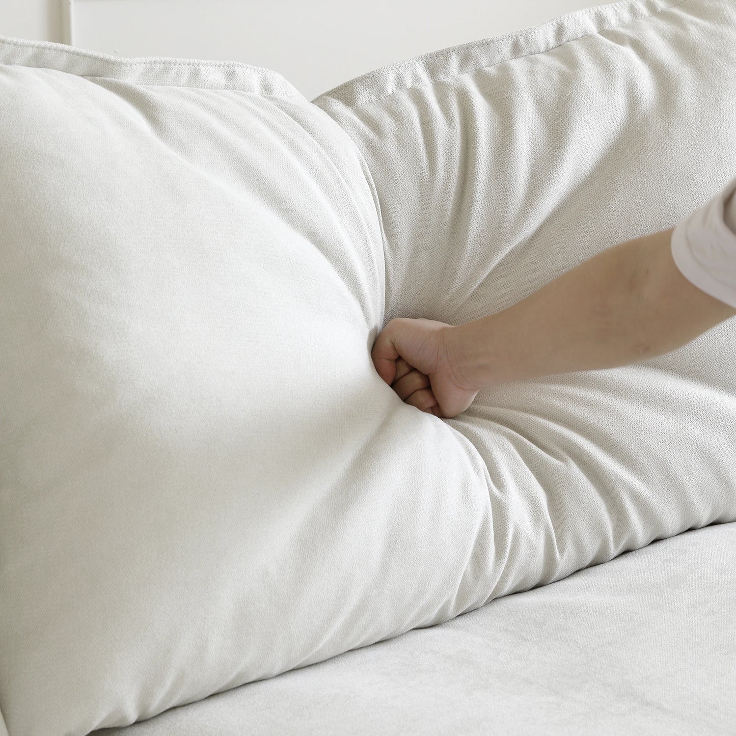 L Shape Corner Sectional Couch  Breathable Linen Cloud Couches Down Fill Convertible Modular Sectional Sofas for Living Room