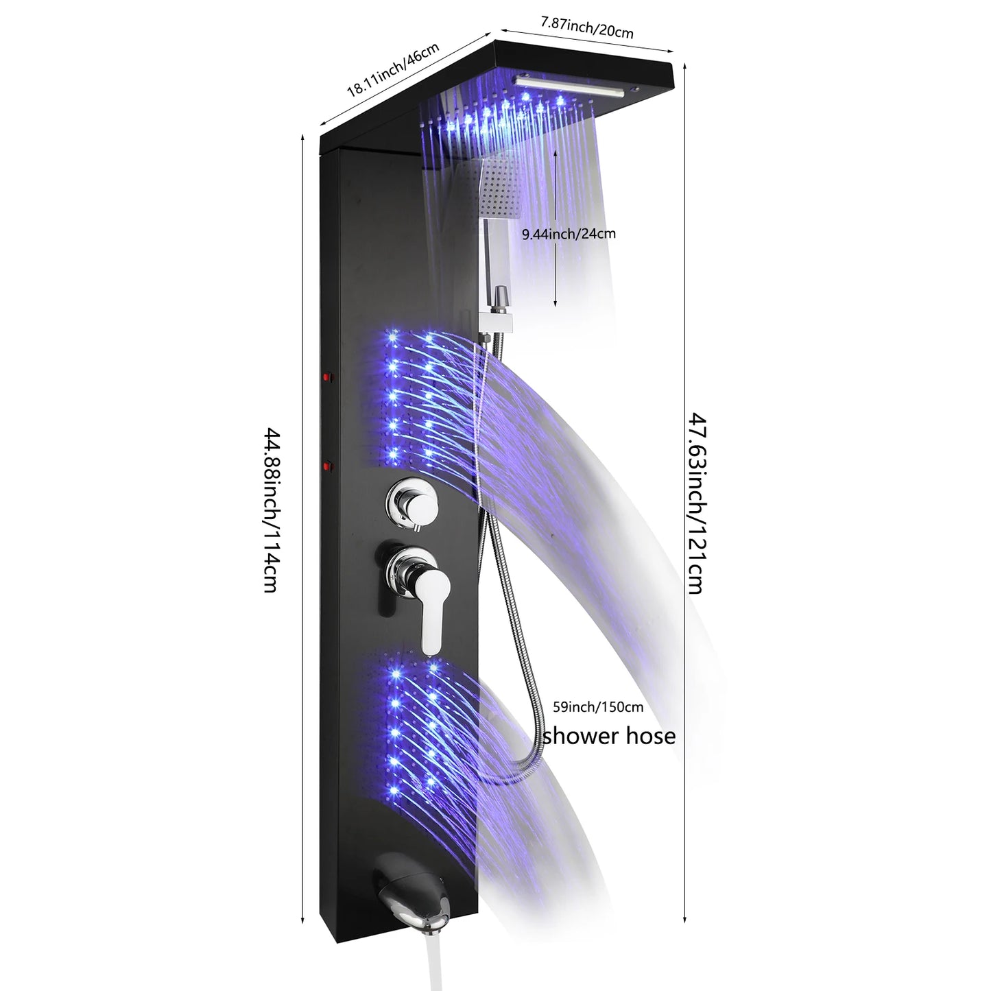 MEKKHALAH Shower Panel System With LED Rainfall Shower Head