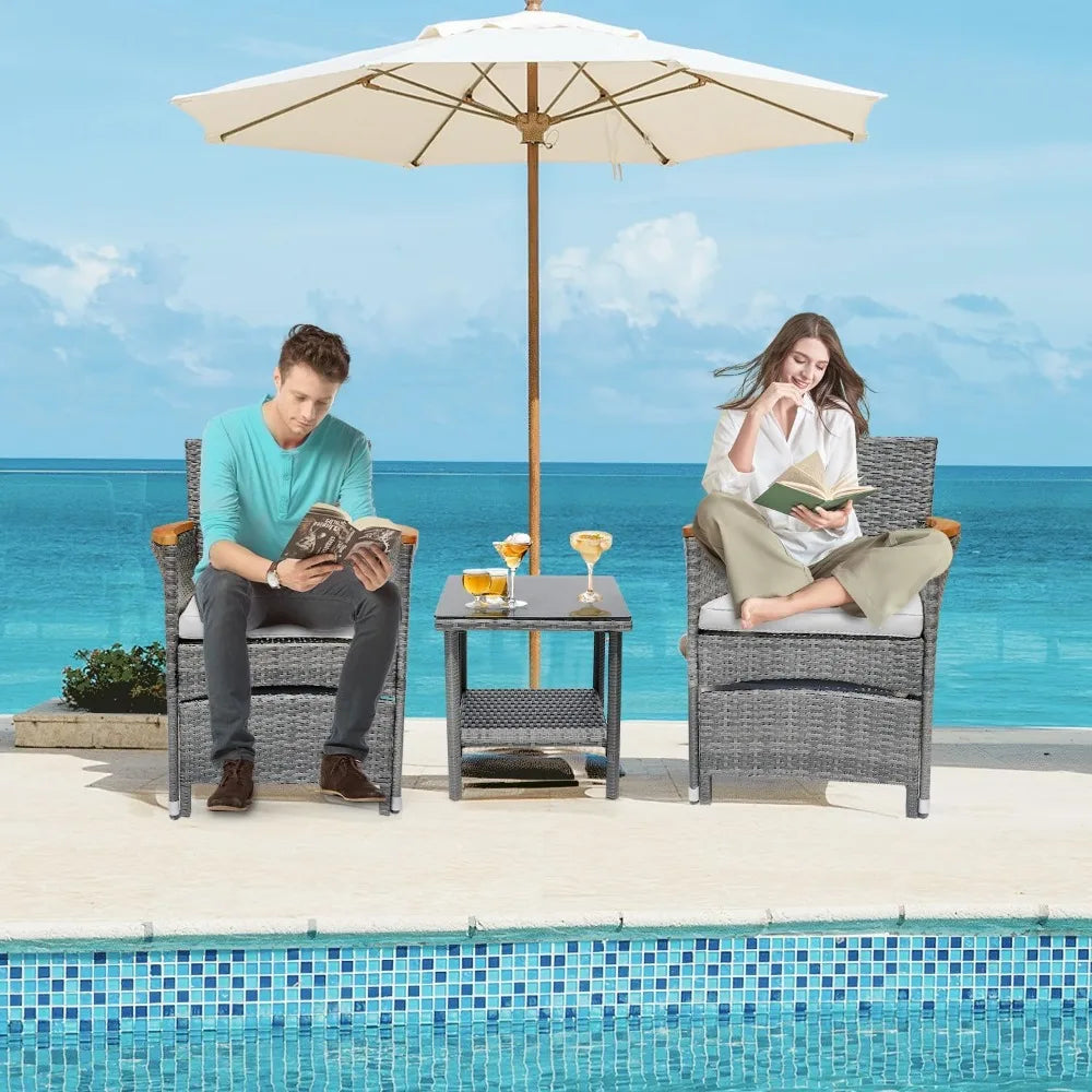 ANGDUO Outdoor Patio Furniture Bistro Wicker Garden Set