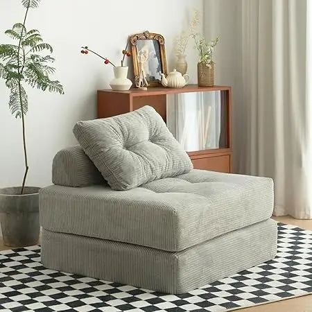 Convertible Sofa Bed with Foam Cushions, Armless Sleeper Couch for Living & Bedroom, Space-Saving Furniture