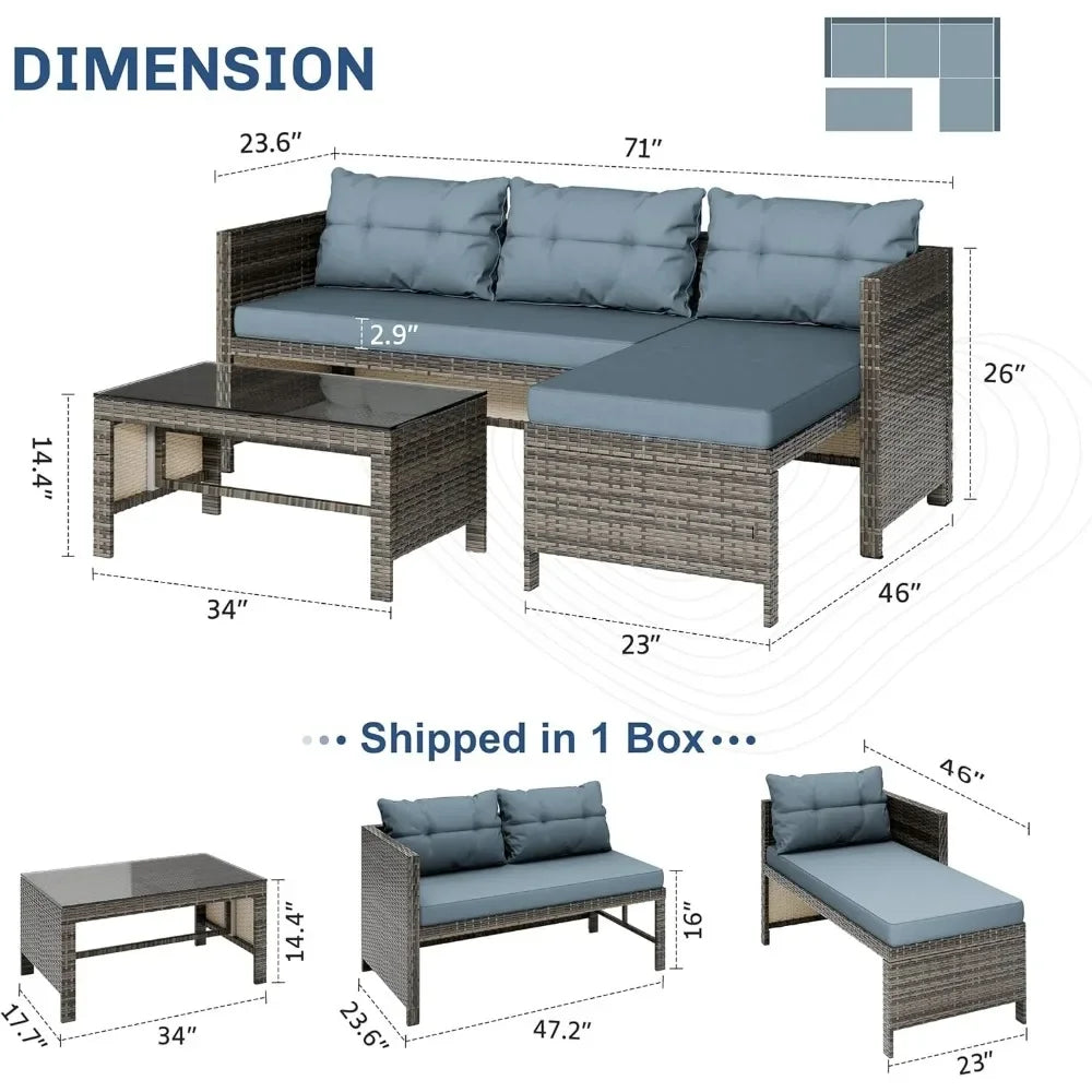 ANGDUO Outdoor Patio Furniture Set Cushions Included