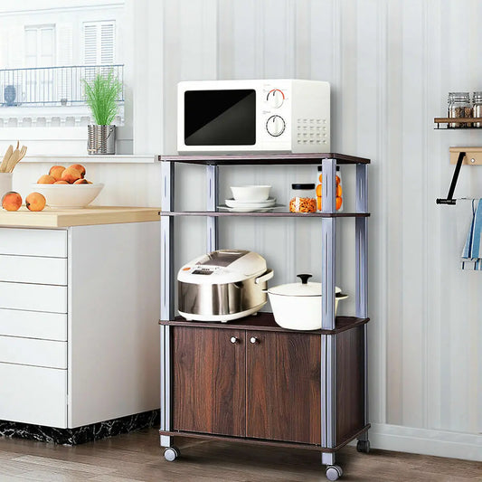 Everyday EssentialsOnline Bakers Rack Microwave Stand Walnut