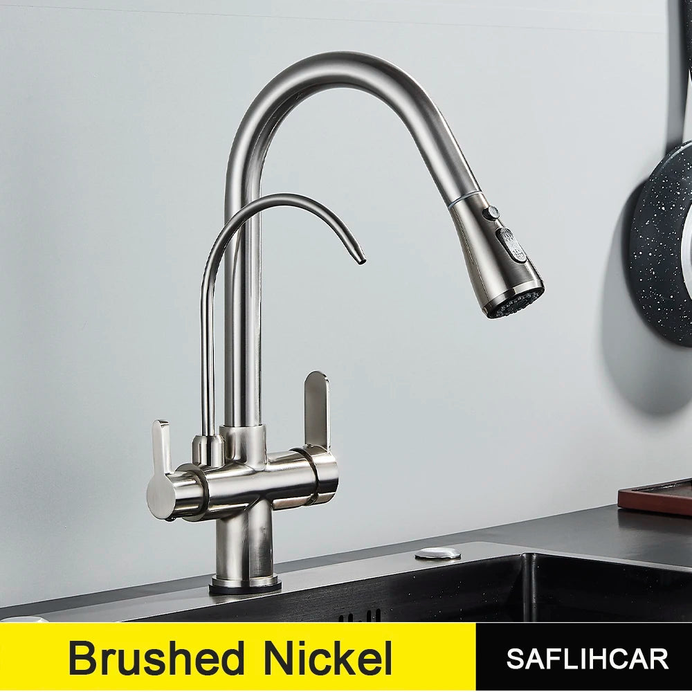 SAFLIHCAR Pull Out Water Faucet Spout Dual Modes Kitchen