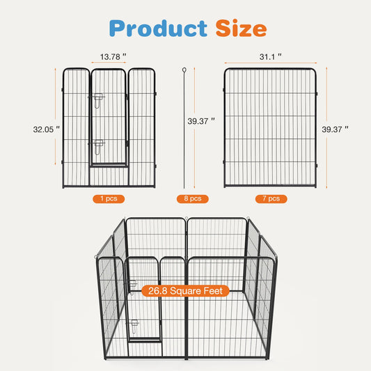 JHK Heavy Duty Dog Playpen Metal Fence With Doors Indoor