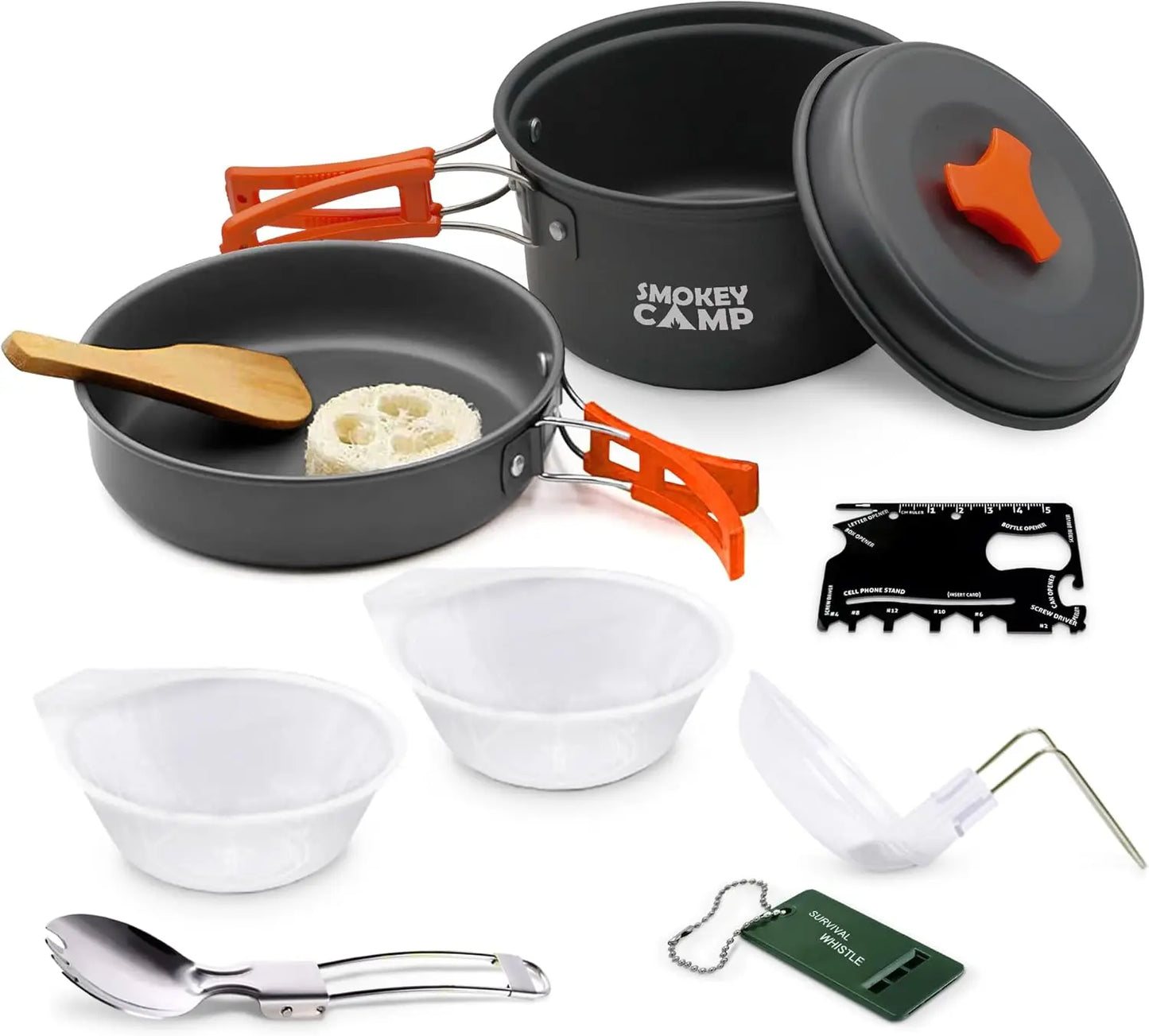 Camping Cookware Mess Kit Set With Stove Nonstick Aluminum