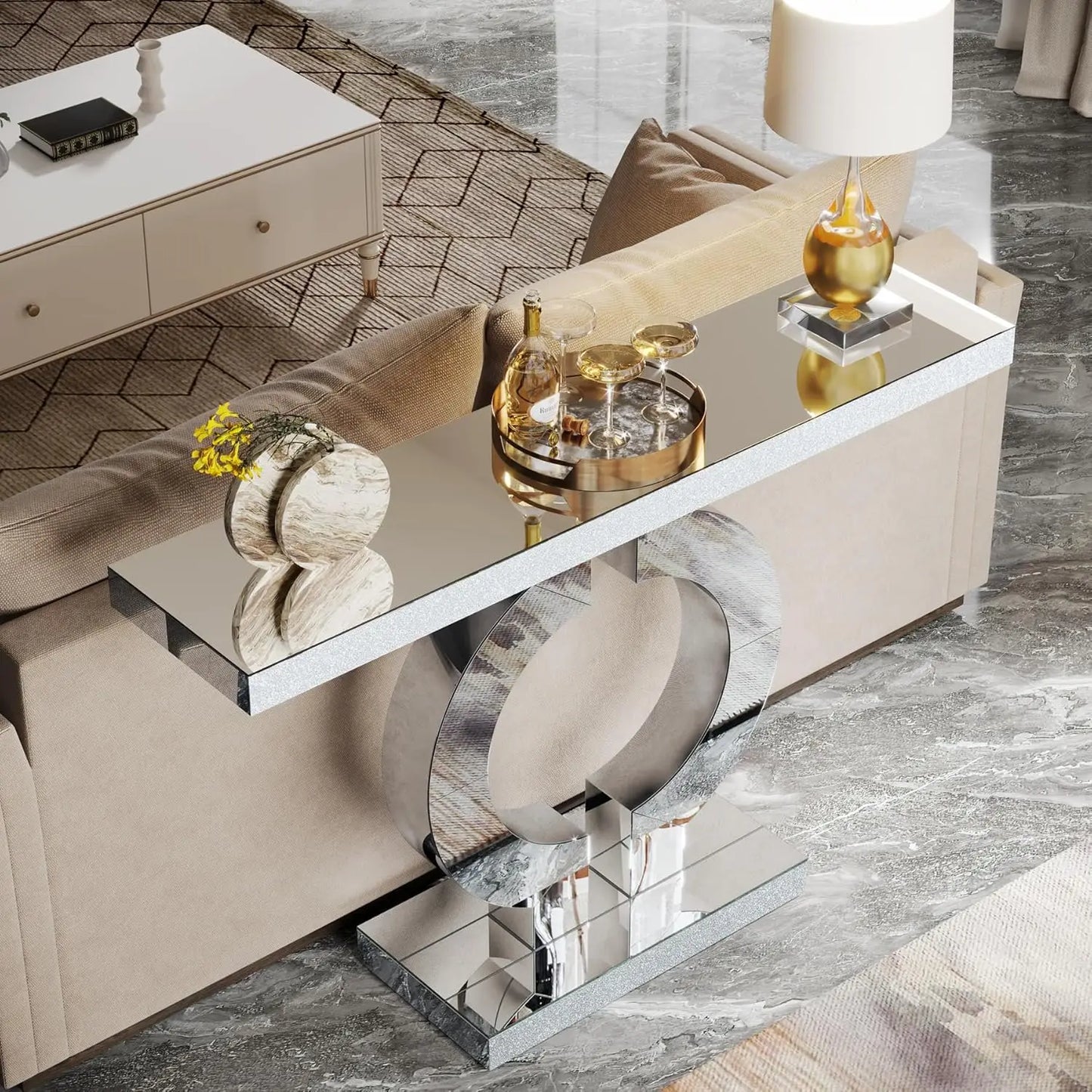 Tribesigns Mirrored Console Table Modern Entryway Decor