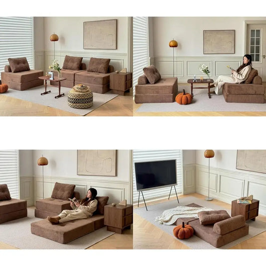 Convertible Sofa Bed with Foam Cushions, Armless Sleeper Couch for Living & Bedroom, Space-Saving Furniture