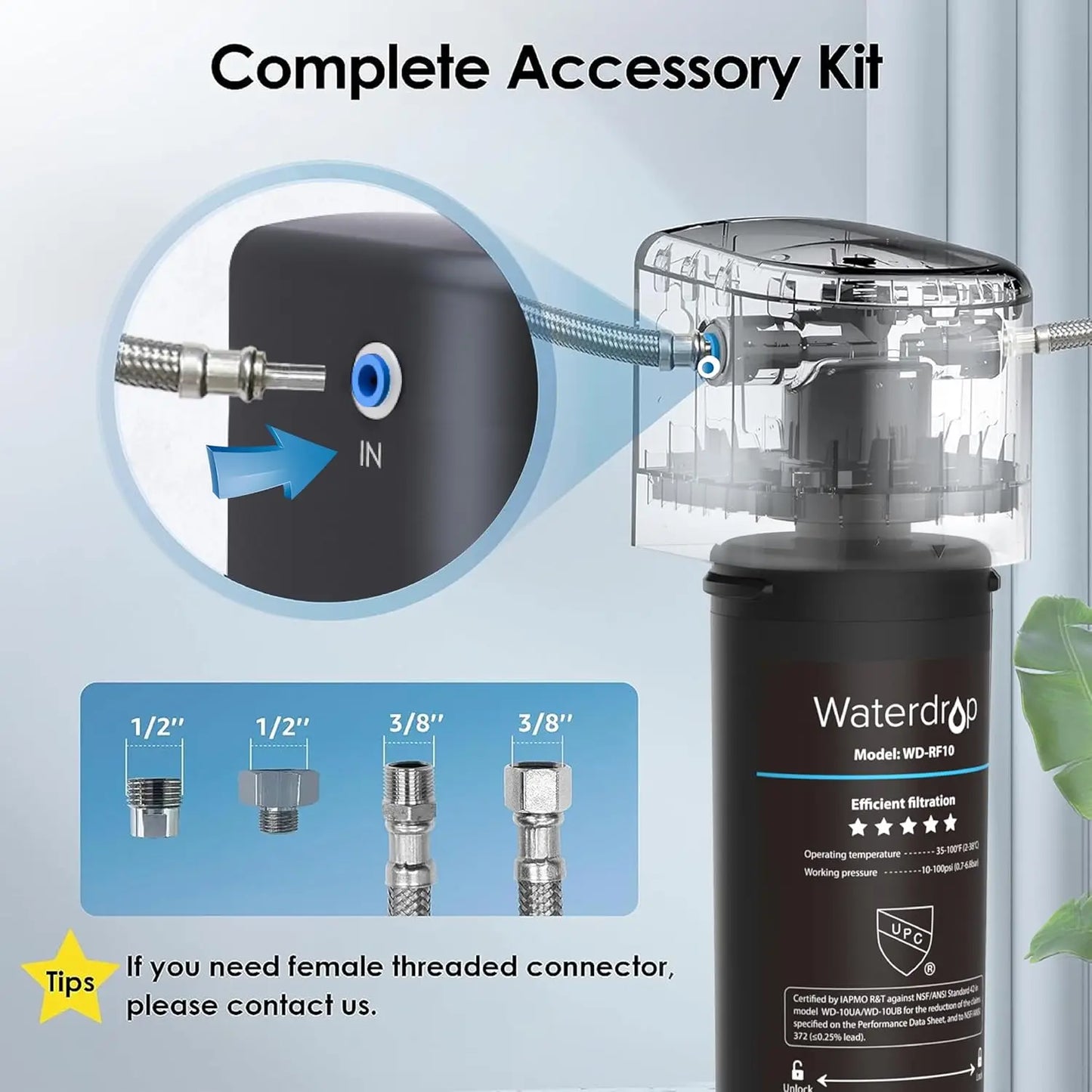 Waterdrop 10UA Under Sink Water Filter PFAS PFOA Lead PFOS