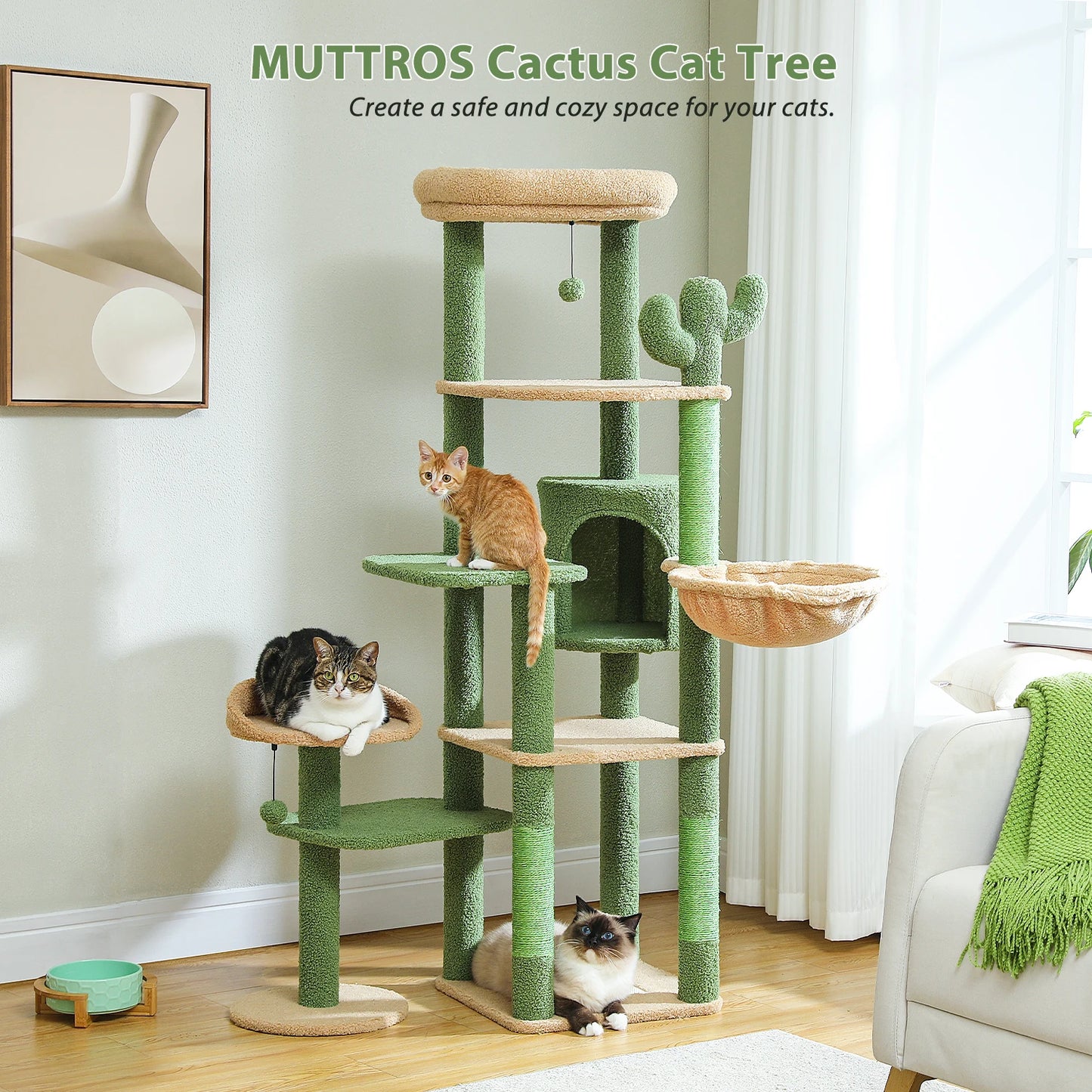 Speedy Pet Tall Cat Tree for Large Cats Cactus Tower