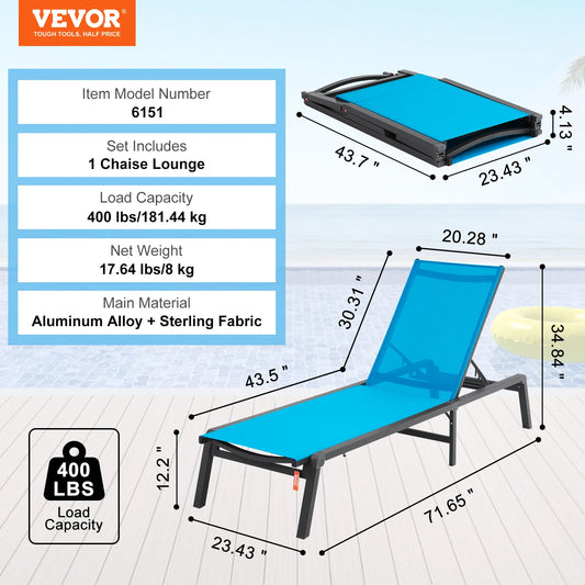 SucceBuy Outdoor Chaise Lounge Aluminum Patio Recliner