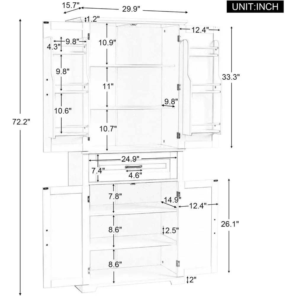 Guangbai Bathroom Storage Cabinet With 4 Doors Freestanding
