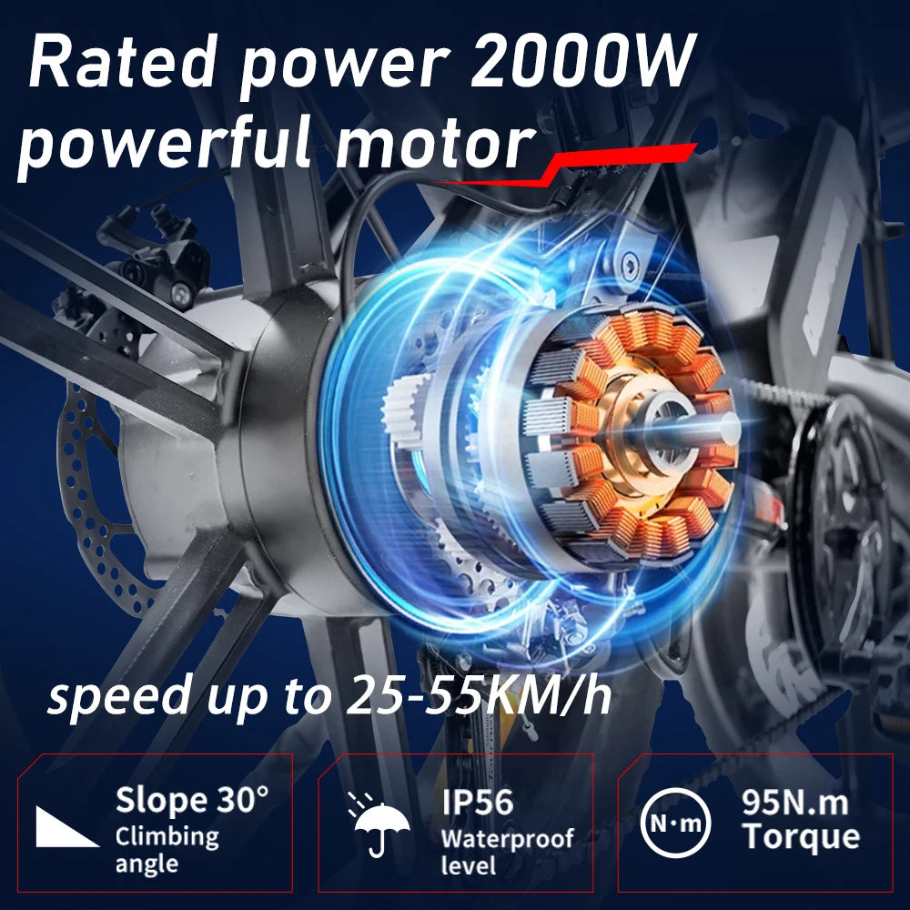 DEEPOWER QS7 1000W Fat Tire Electric Bike For Adults