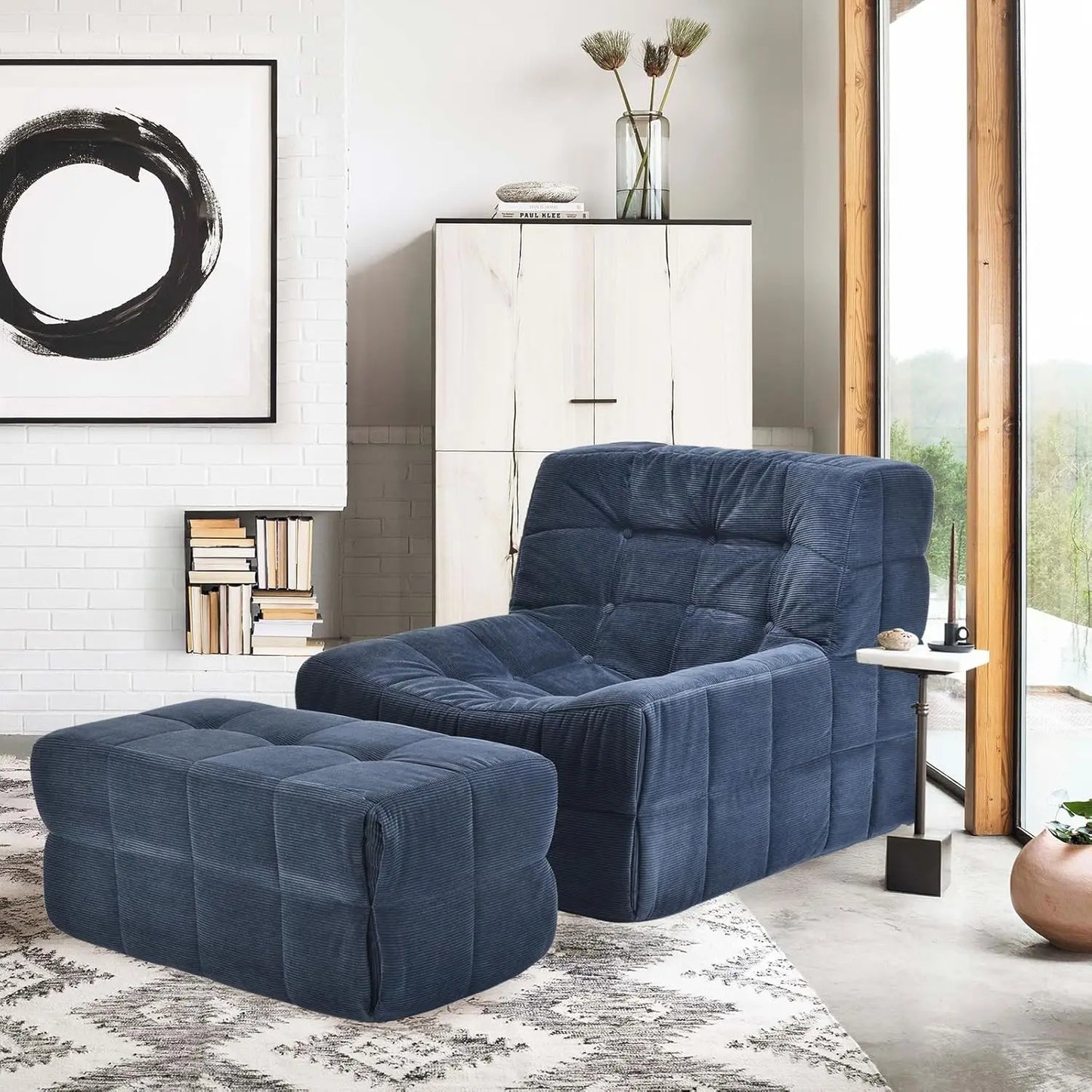 Guangbai Bean Bag Chair With Ottoman Memory Foam Sofa
