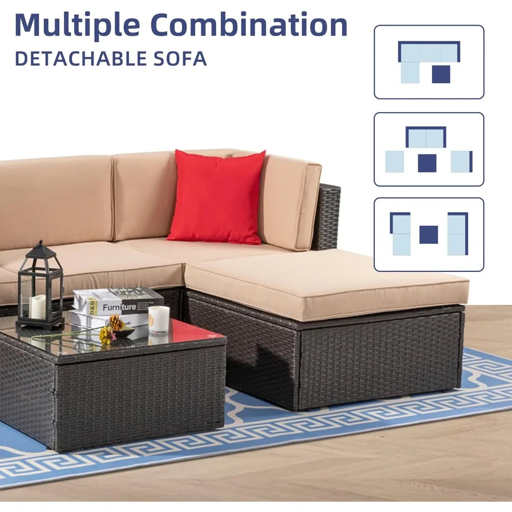 Guangbai All Weather Patio Sectional Conversation Set