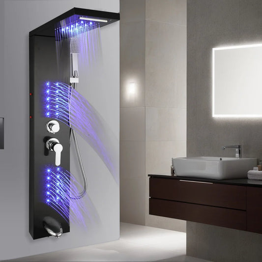 MEKKHALAH Shower Panel System With LED Rainfall Shower Head