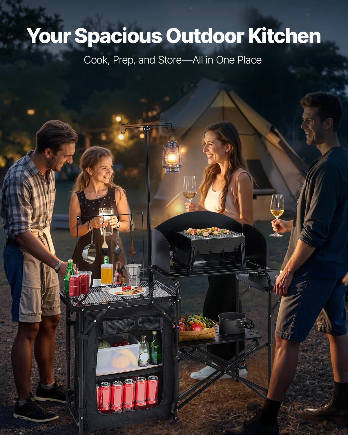 VEVOR Outdoor Camping Table Aluminum Portable Cook Station