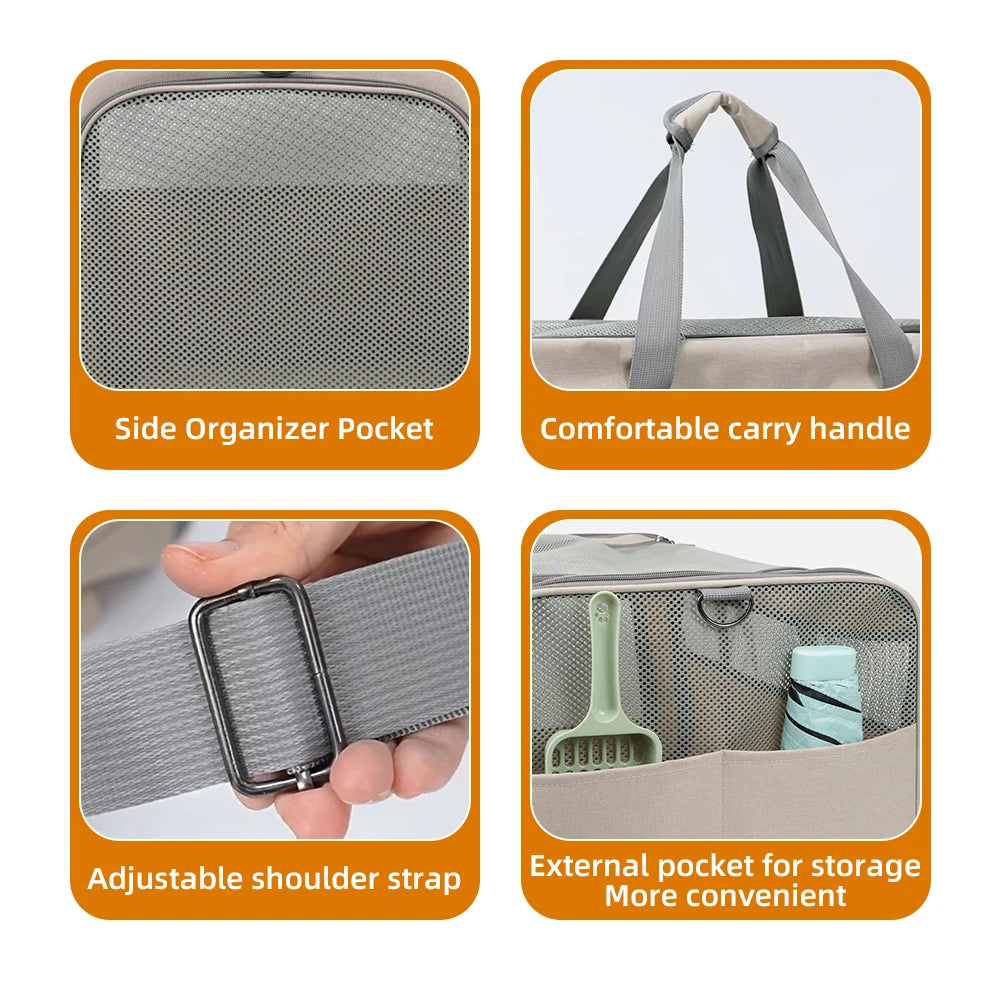 Cat Transport Carrier With Wheels And Safety Belts Travel