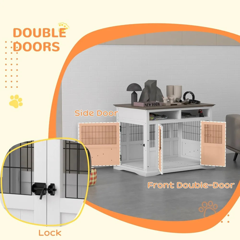 DAFIFY Dog Crate Table With Storage And Double Doors