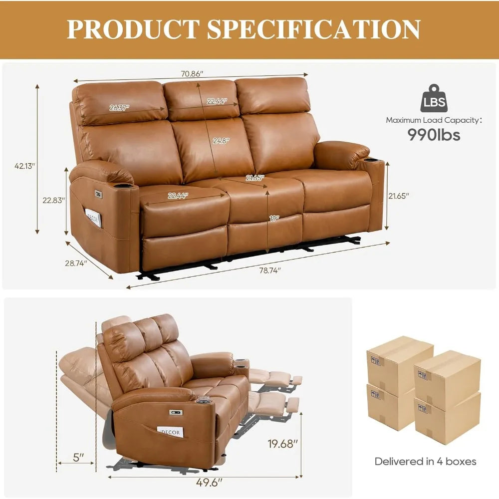 RBXC Power Reclining Sofa Modern Home Theater Seating