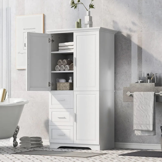 Guangbai Cabinet With Doors And 3 Drawers Storage Organizer