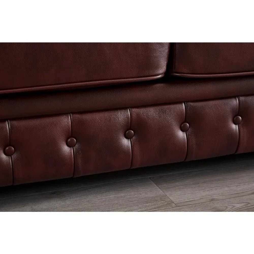 Guangbai Faux Leather Sofa With Nailhead Trim Low Back