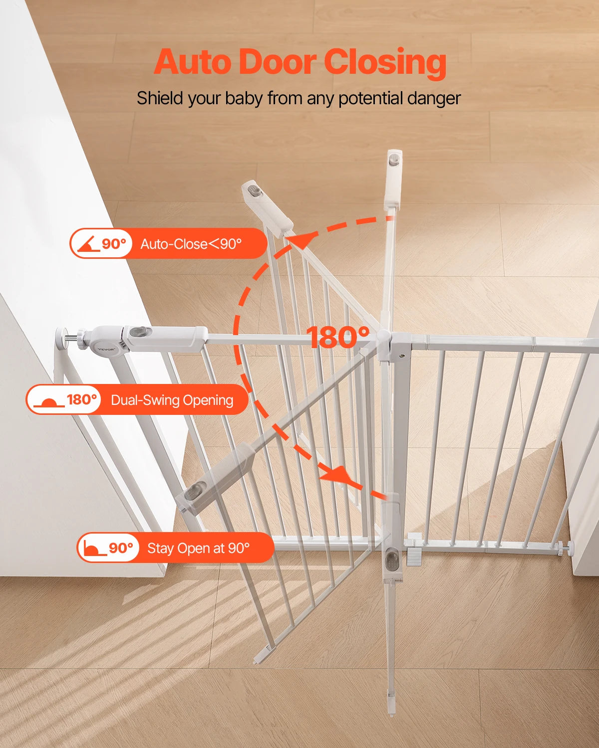 SucceBuy Baby Gate Pressure Mount Walk Through For Kids
