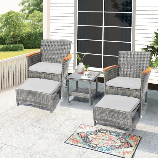 ANGDUO Outdoor Patio Furniture Bistro Wicker Garden Set