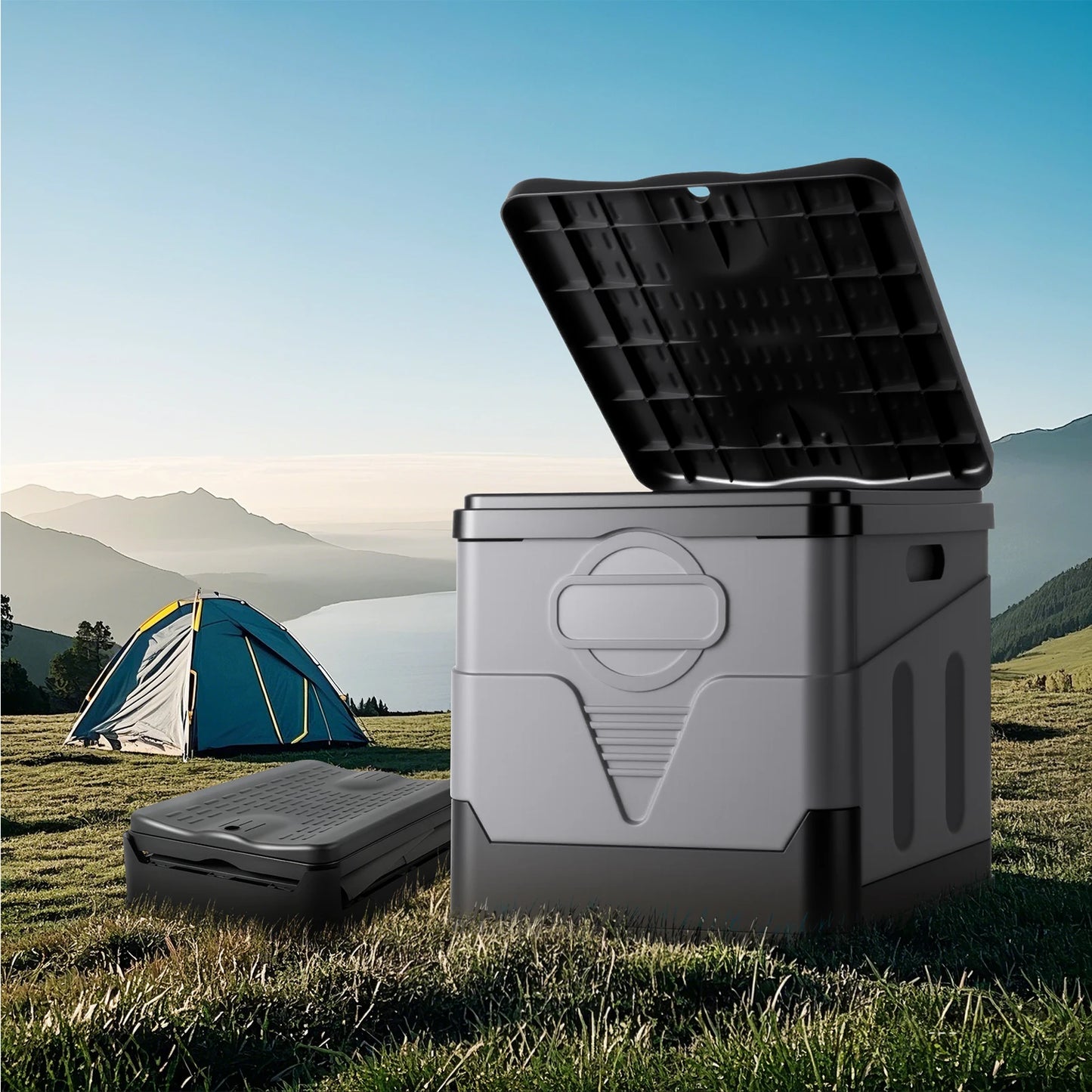 Cam Portable Camping Toilet With Lid And Paper Holder