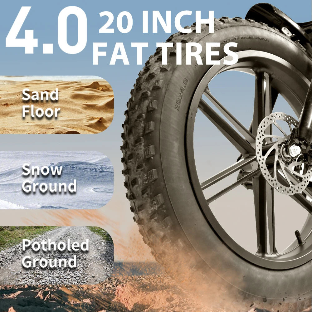 DEEPOWER QS7 1000W Fat Tire Electric Bike For Adults